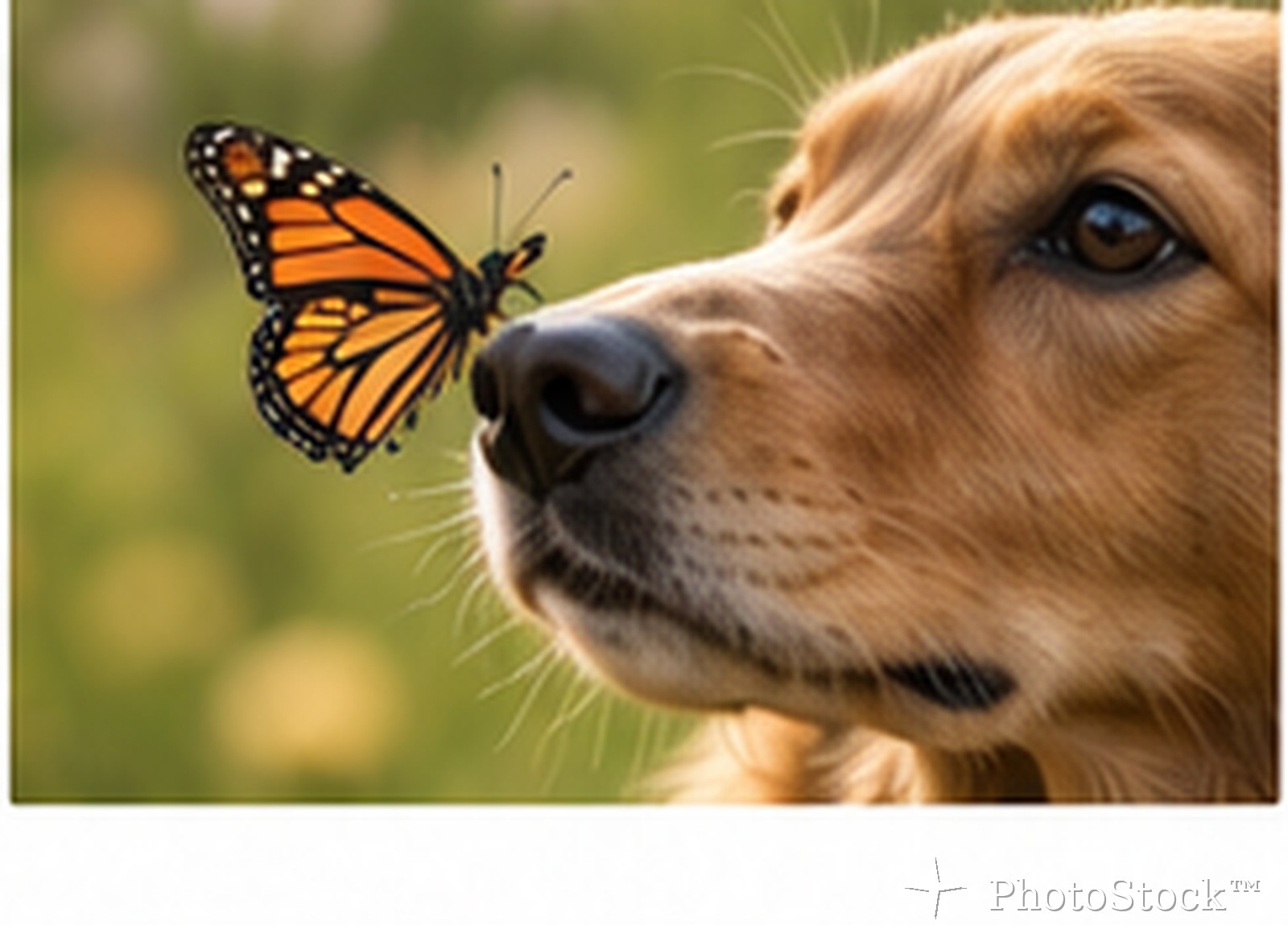 Dog meeting a butterfly